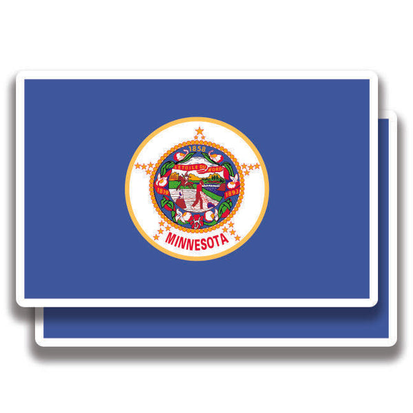 MINNESOTA STATE FLAG DECAL 2 Stickers Bogo For Car Bumper